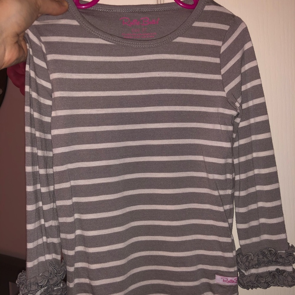 Toddler girls Ruffle Butts striped layering tee